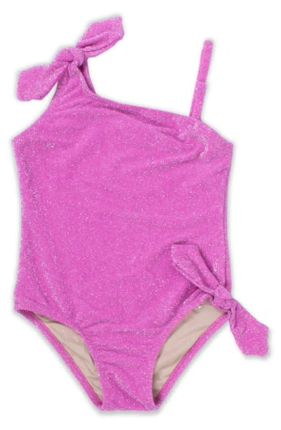 Shade Critters Kids' Shimmer One-shoulder One-piece Swimsuit In Pink