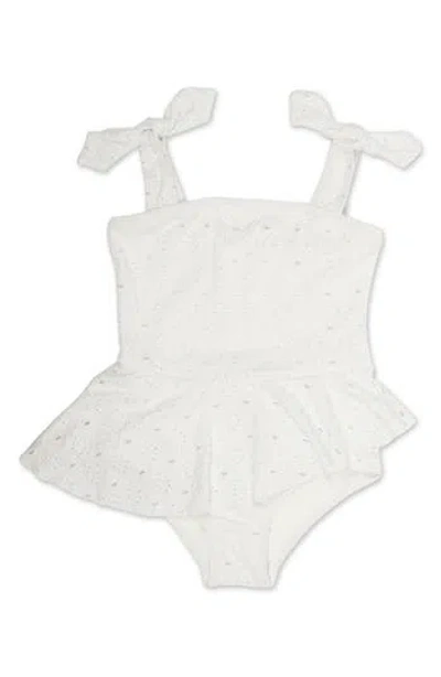 Shade Critters Kids' Skirted Eyelet One-piece Swimsuit In White