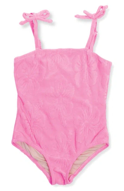 Shade Critters Kids' Terry Hibiscus One-piece Swimsuit In Pink