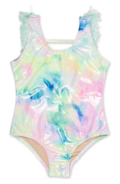 Shade Critters Kids' Tie Dye Shimmer One-piece Swimsuit In Pink Multi