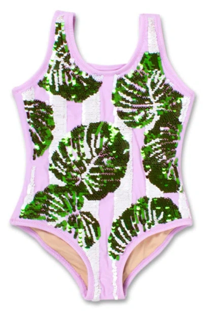 Shade Critters Kids' Tropical Frond One-piece Swimsuit In Pink