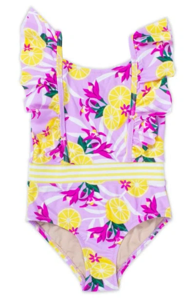 Shade Critters Kids' Tropical Lemon One-piece Swimsuit In Pink Multi