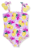 SHADE CRITTERS SHADE CRITTERS KIDS' TROPICAL LEMONS POM POM ONE-PIECE SWIMSUIT