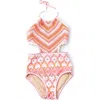 Shade Critters Mixed Media Cutout One-piece Halter Swimsuit In Pink