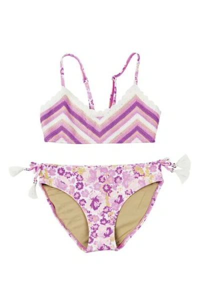 Shade Critters Kids'  Mixed Media Two-piece Swimsuit In Purple