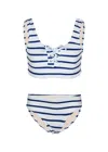 Shade Critters Nautical Stripe Girls Lace Up Bikini In Blue
