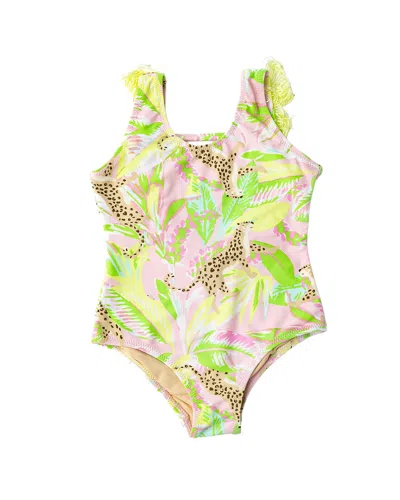 Shade Critters Palm Beach Leopard Girls Fringe Back Swimsuit In Multi
