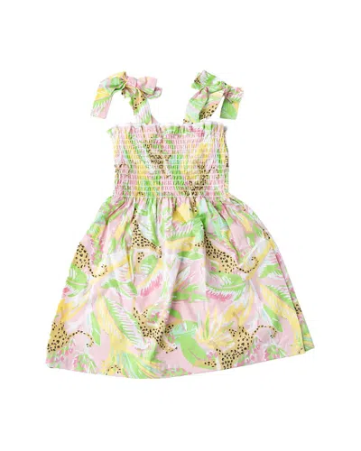 Shade Critters Kids'  Palm Beach Leopard Girls Smocked Dress In Multi