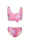 Shade Critters Pink Waves Girls Knot Front Bikini In Pink