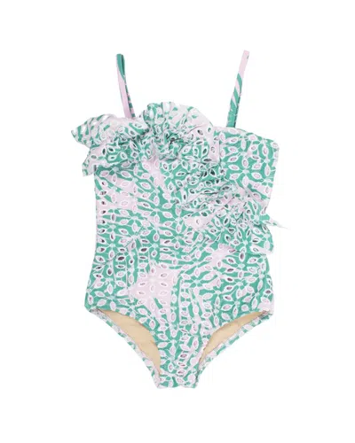 Shade Critters Kids'  Ruffle One-shoulder Swimsuit In Multi