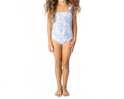 Shade Critters Kids' Smocked One Piece Swimsuit In Tropical Blues In Multi