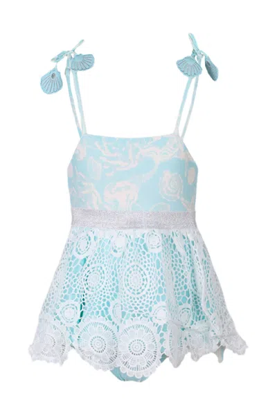 Shade Critters Snorkel Splash One Piece With Crochet Skirt In Blue