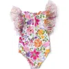 Shade Critters Summer Gardens Ruffle One-piece Swimsuit In Pink