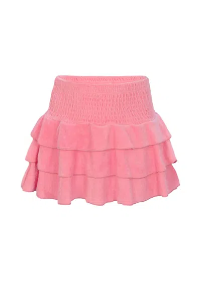 Shade Critters Kids' Terry Girls Smocked Coral Skirt In Pink