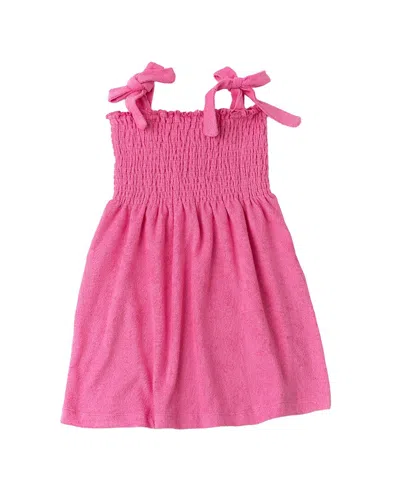 Shade Critters Kids'  Terry Girls Smocked Tank Dress In Pink