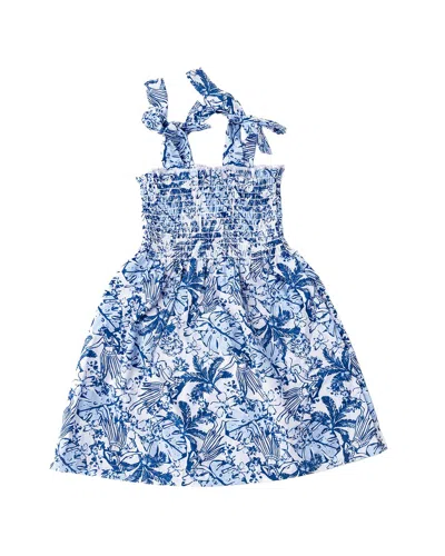 Shade Critters Tiki Tides Girls Smocked Tie Top Dress In Blue