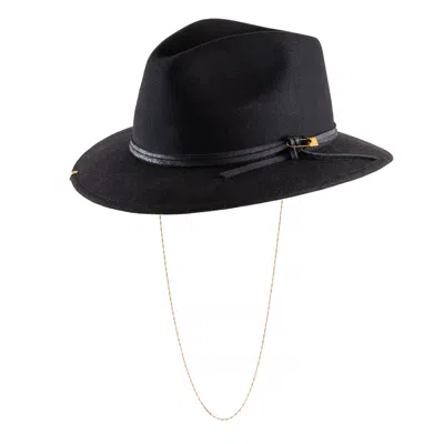 Shaded The Label Mens Mylor Black Wool Trilby Hat With Sterling Silver Jewellery