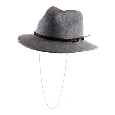 Shaded The Label Mens Mylor Dappled Grey Wool Trilby Hat With Sterling Silver Jewellery