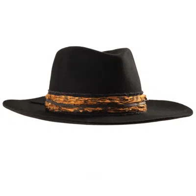 Shaded The Label Women's Black / Brown Kynance Black Leopard Wool Fedora Hat In Multi