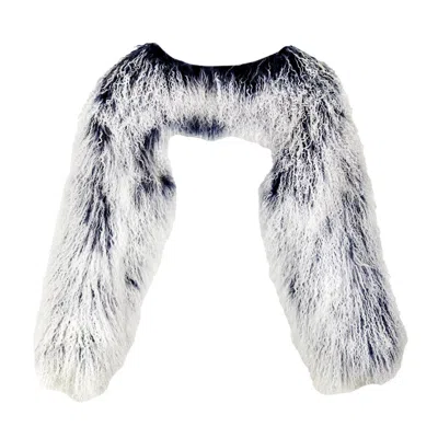 Shaded The Label Women's Black / White Lamorna Black & White Mongolian Shearling Multiway Micro Jacket