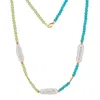 Shaded The Label Women's Blue / Green / Gold Azurae Peridot, Pearl & Turquoise Beaded Necklace In Multi