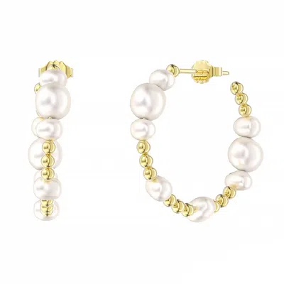 Shaded The Label Women's Constantine Gold Pearl Hoop Earrings