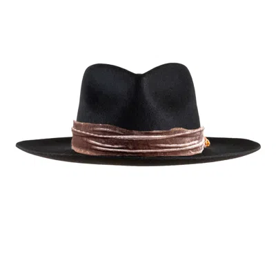 Shaded The Label Women's Hendra Black Velvet Fedora Hat