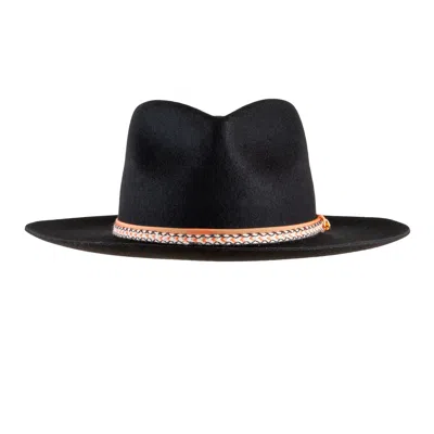Shaded The Label Women's Hendra Black Wool Fedora Hat