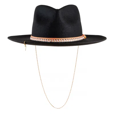 Shaded The Label Women's Hendra Black Wool Fedora Hat With Sterling Silver Jewellery
