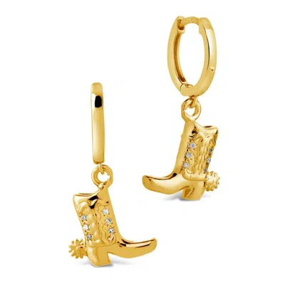 Shaded The Label Women's Jessie Cowboy Boot Gold Huggie Hoop Earrings