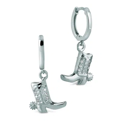 Shaded The Label Women's Jessie Cowboy Boot Sterling Silver Huggie Hoop Earring