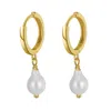 Shaded The Label Women's Lamorna Gold Pearl Hoop Earrings