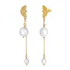 Shaded The Label Women's Lydian Gold Coin Pearl Droplet Earrings