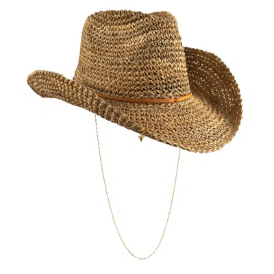 Shaded The Label Women's Neutrals Fowey Natural Straw Cowboy Hat With Sterling Silver Jewellery In Brown