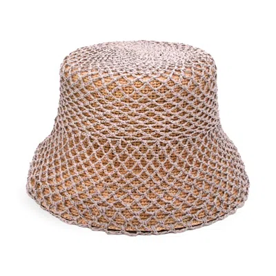 Shaded The Label Women's Neutrals / Grey Thistlecombe Pebble Grey & Natural Straw Bucket Hat In Brown