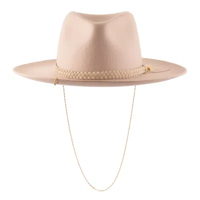 Shaded The Label Women's Neutrals Polperro Cream Wool Fedora Hat With Sterling Silver Jewellery In Gray/white