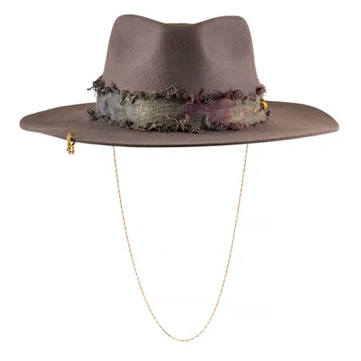 Shaded The Label Women's Pendower Slate Grey Fedora Hat With Sterling Silver Jewellery In Gray