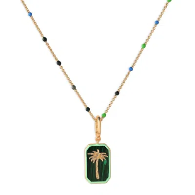 Shaded The Label Women's Priscilla Palm Tree Gold Beaded Pendant Necklace