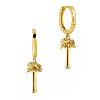 Shaded The Label Women's Priscilla Palm Tree Gold Huggie Hoop Earrings