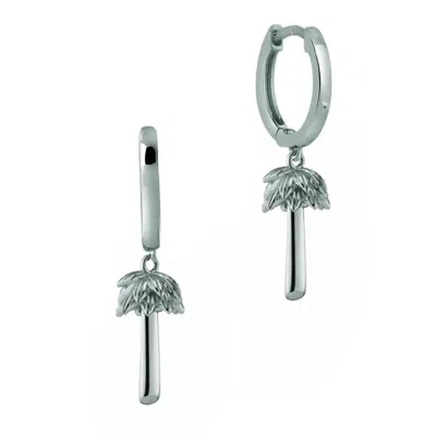 Shaded The Label Women's Priscilla Palm Tree Sterling Silver Huggie Hoop Earrings