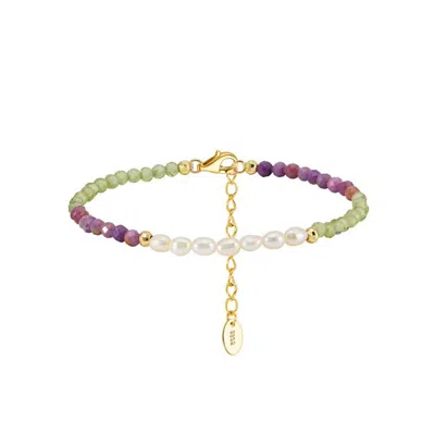 Shaded The Label Women's Purple / Green / Gold Lunari Purple Mica & Pearl Beaded Bracelet