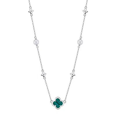 Shaded The Label Women's Silver / Green Niamh Malachite & Pearl Sterling Silver Necklace In Silver/green