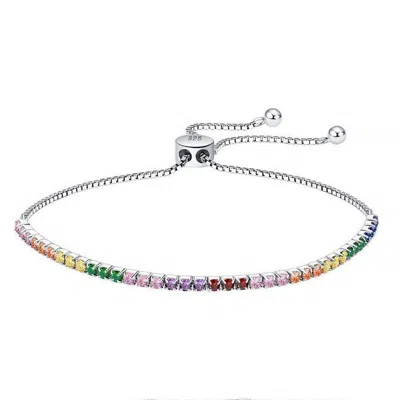 Shaded The Label Women's Sorcha Silver Rainbow Diamond Adjustable Tennis Bracelet In Multi