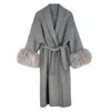 Shaded The Label Women's The Perran Grey Wool & Mongolian Fur Coat In Gray