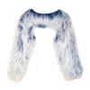 Shaded The Label Women's White / Blue Lamorna Blue & White Mongolian Fur Multiway Micro Jacket In Multi