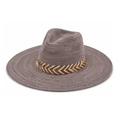 Shaded The Label Women's Willowmere Pebble Grey Straw Fedora Hat In Brown