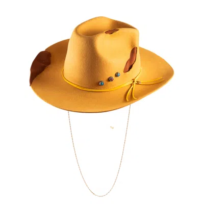 Shaded The Label Women's Yellow / Orange Dandelion Yellow Cowboy Hat With Sterling Silver Jewellery In Yellow/orange