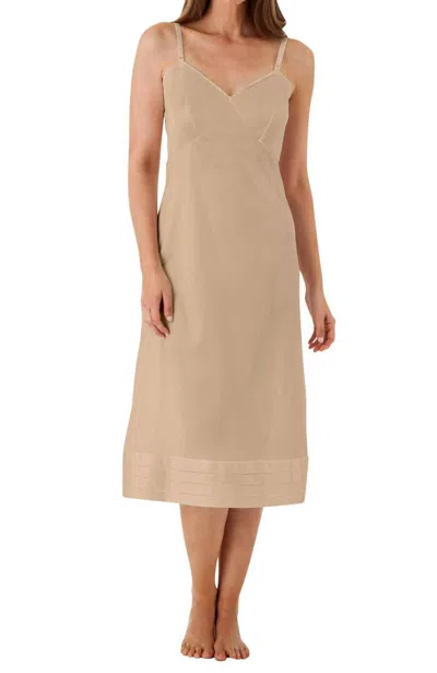 Shadowline Lingerie Adjustable Length Full Slip In Nude In Brown