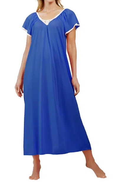 Shadowline Lingerie Cameo Long Nightgown In Navy In Blue