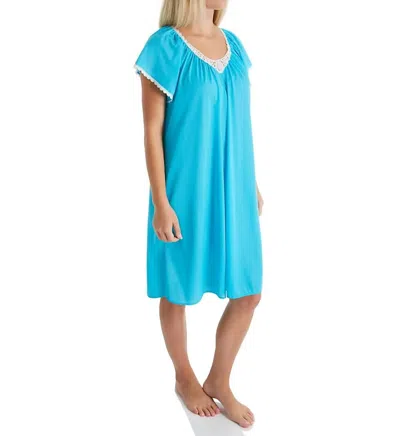 Shadowline Lingerie Cameo Short Nightgown In Turquoise In Blue